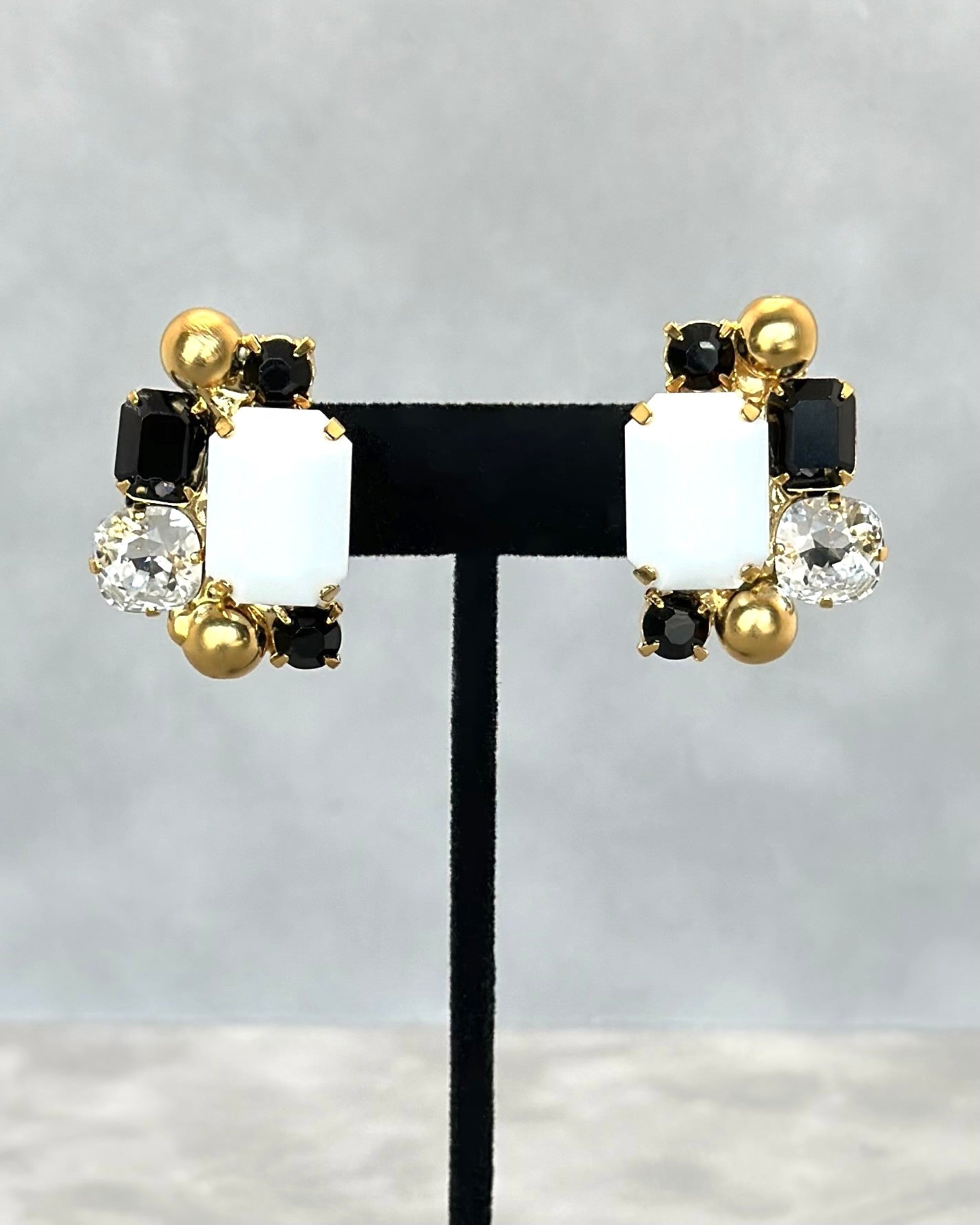 Black and White Button Earrings