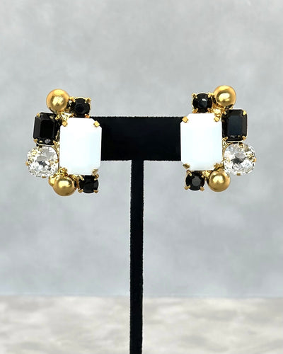 Black and White Button Earrings
