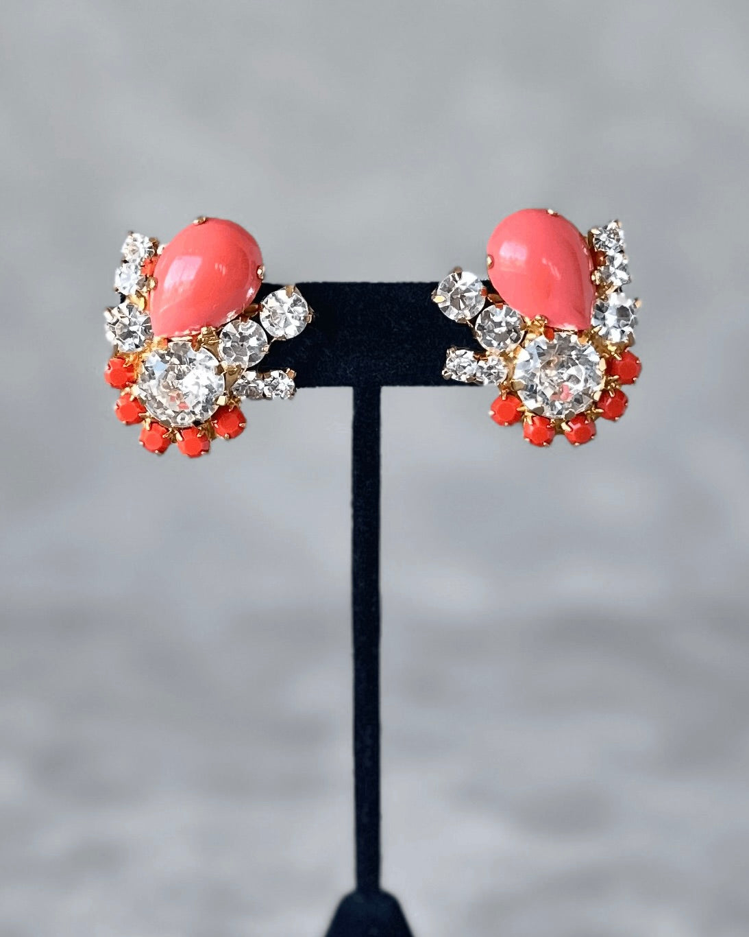 Coral Button Earrings