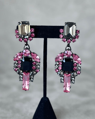 Smoked Crystal and Pink Earrings