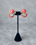 Coral Button Earrings
