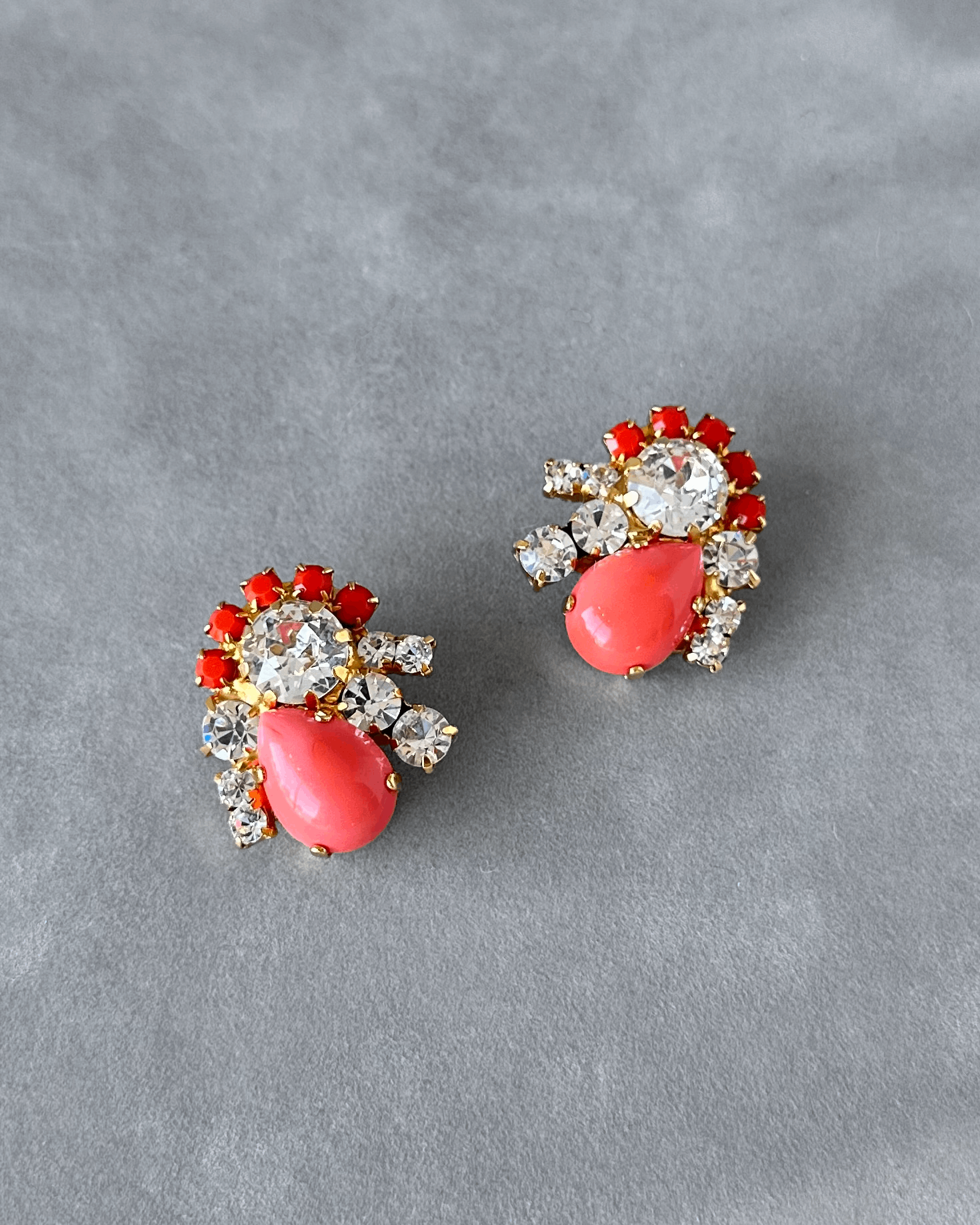Coral Button Earrings