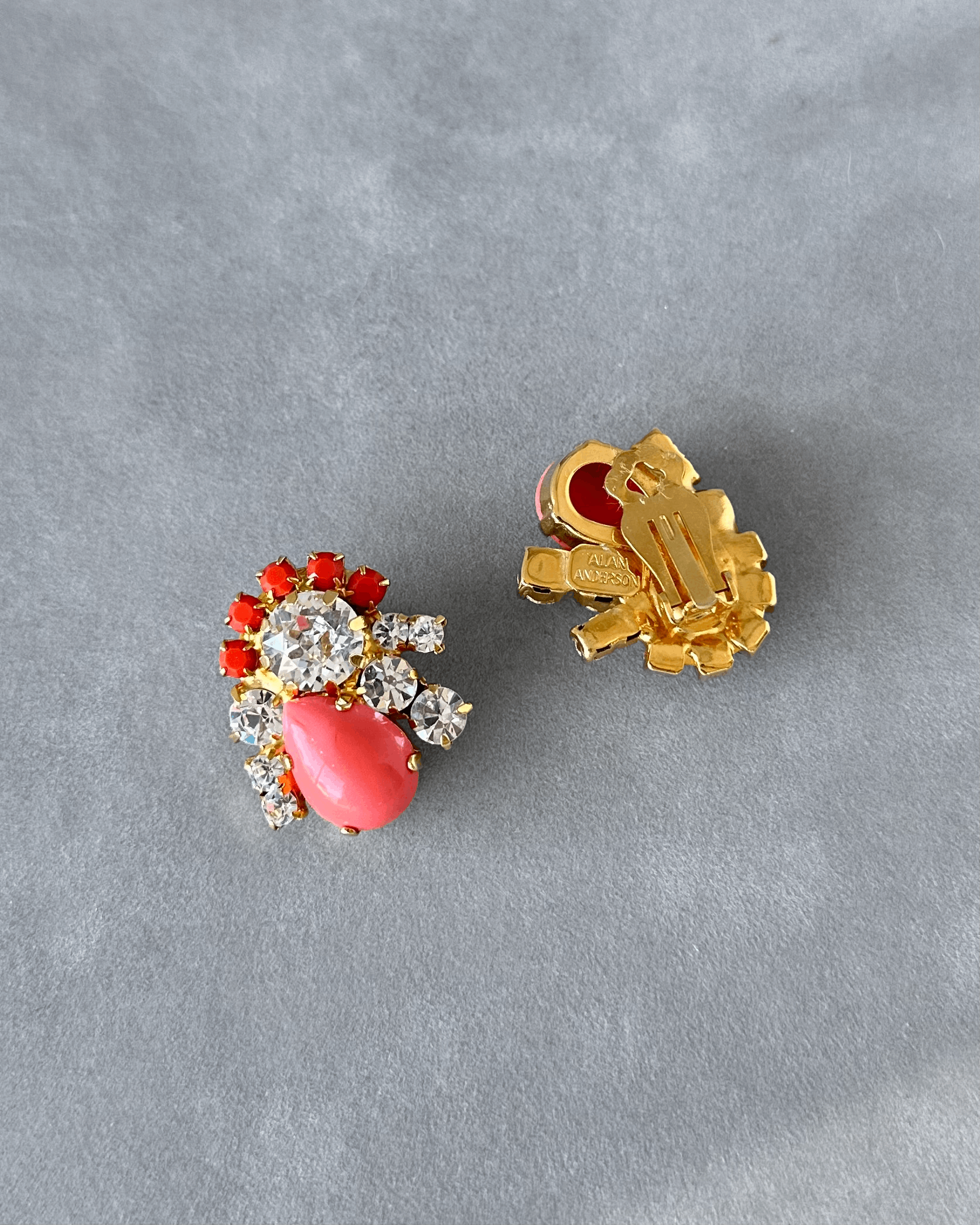 Coral Button Earrings