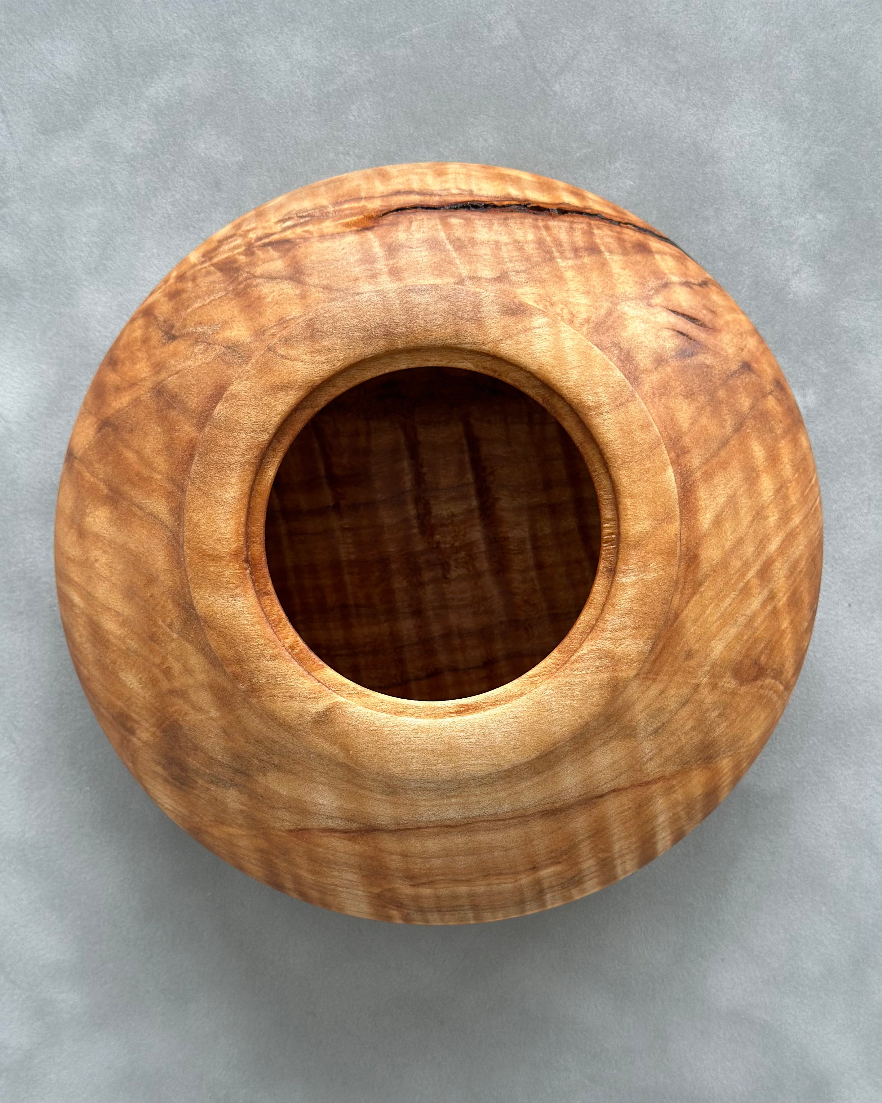 Figured Maple Hollow Form with African Blackwood Lid and Finial