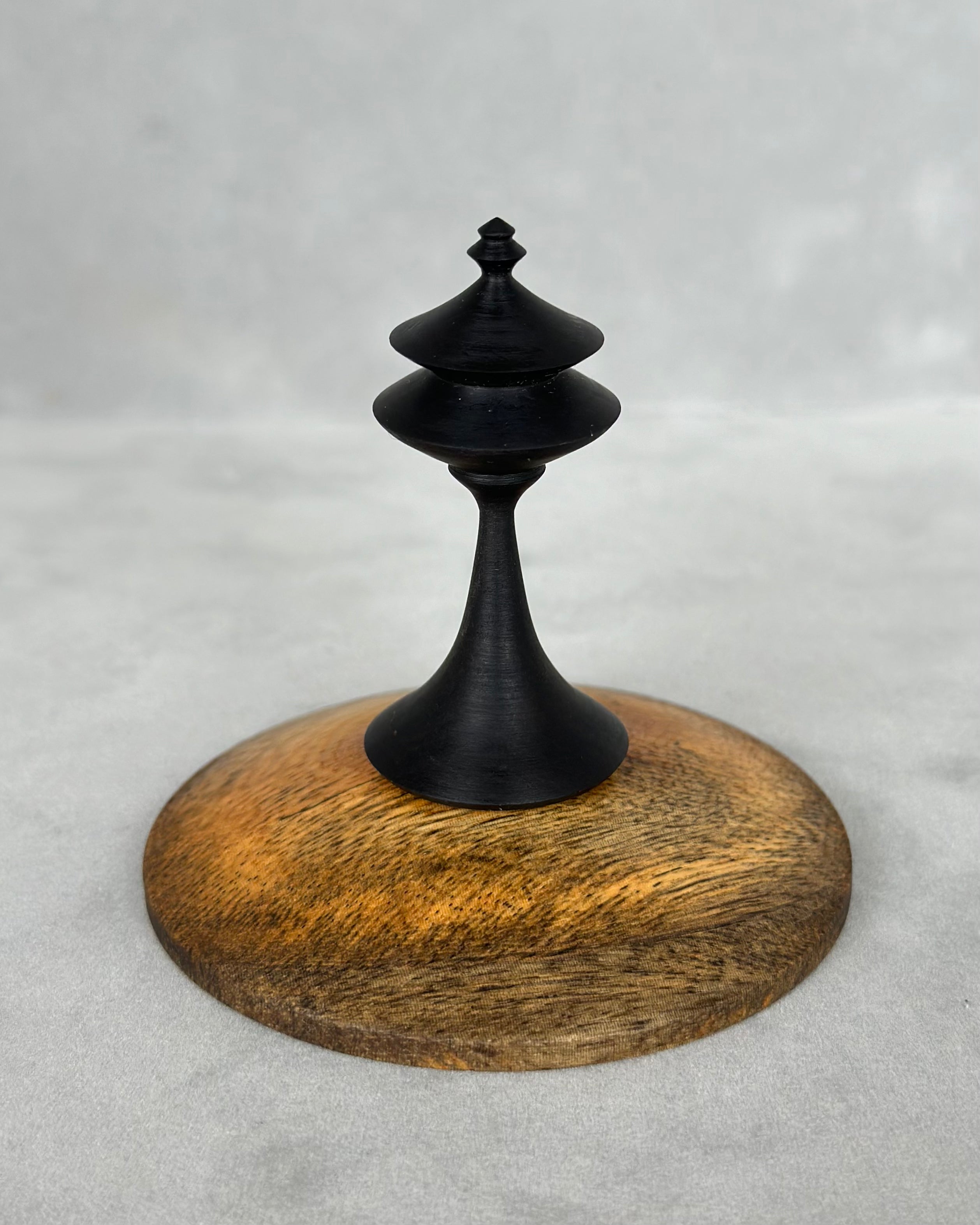 Figured Maple Hollow Form with African Blackwood Lid and Finial