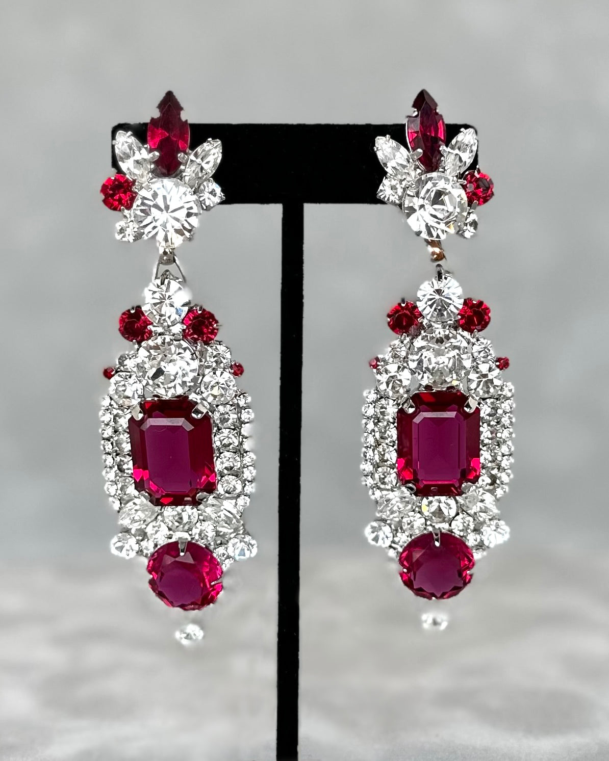 Ruby & Crystal Earrings