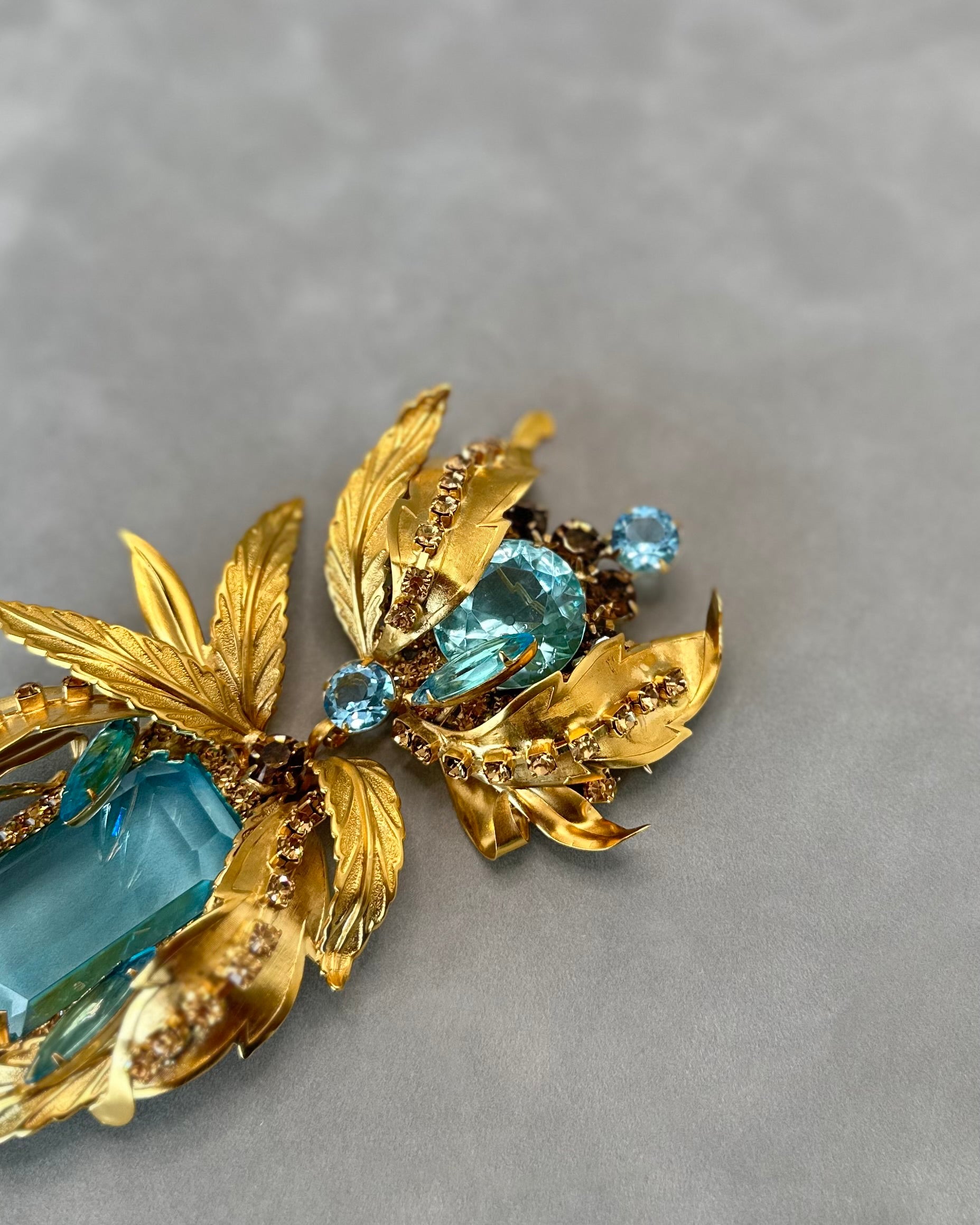 Aquamarine Leaf Brooch