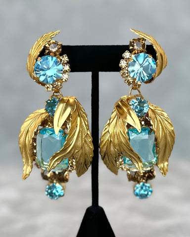 Aquamarine Leaf Earrings