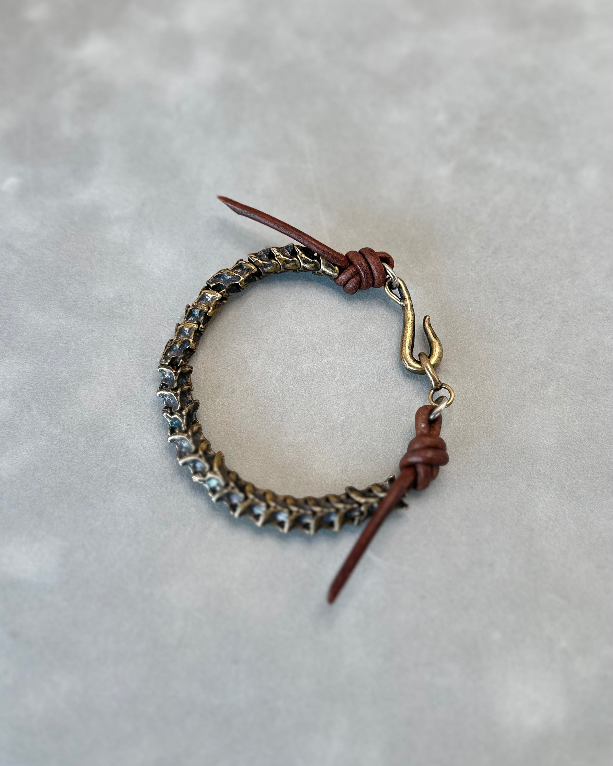 Bronze Rattlesnake Vertebrae Leather Bracelet