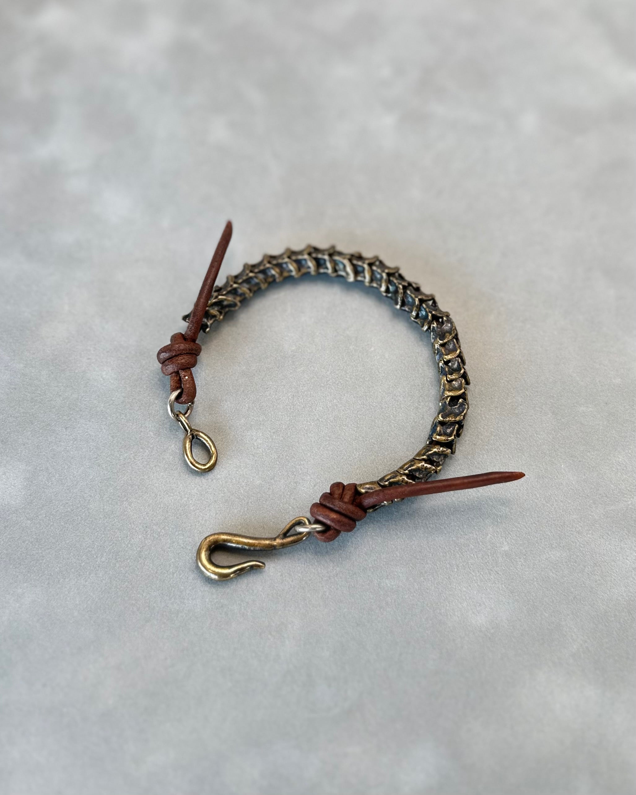 Bronze Rattlesnake Vertebrae Leather Bracelet