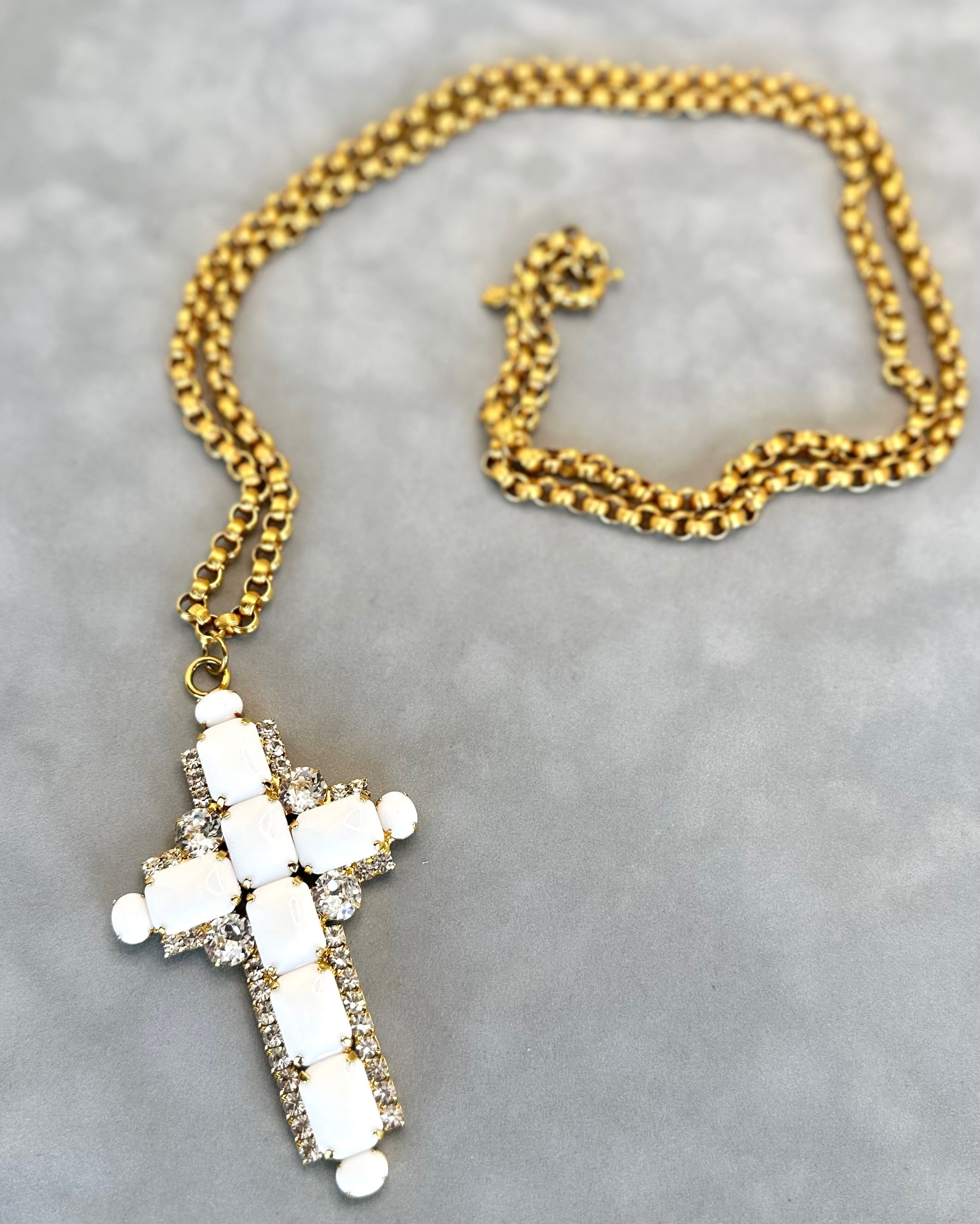 Chalk White Cross on Chain