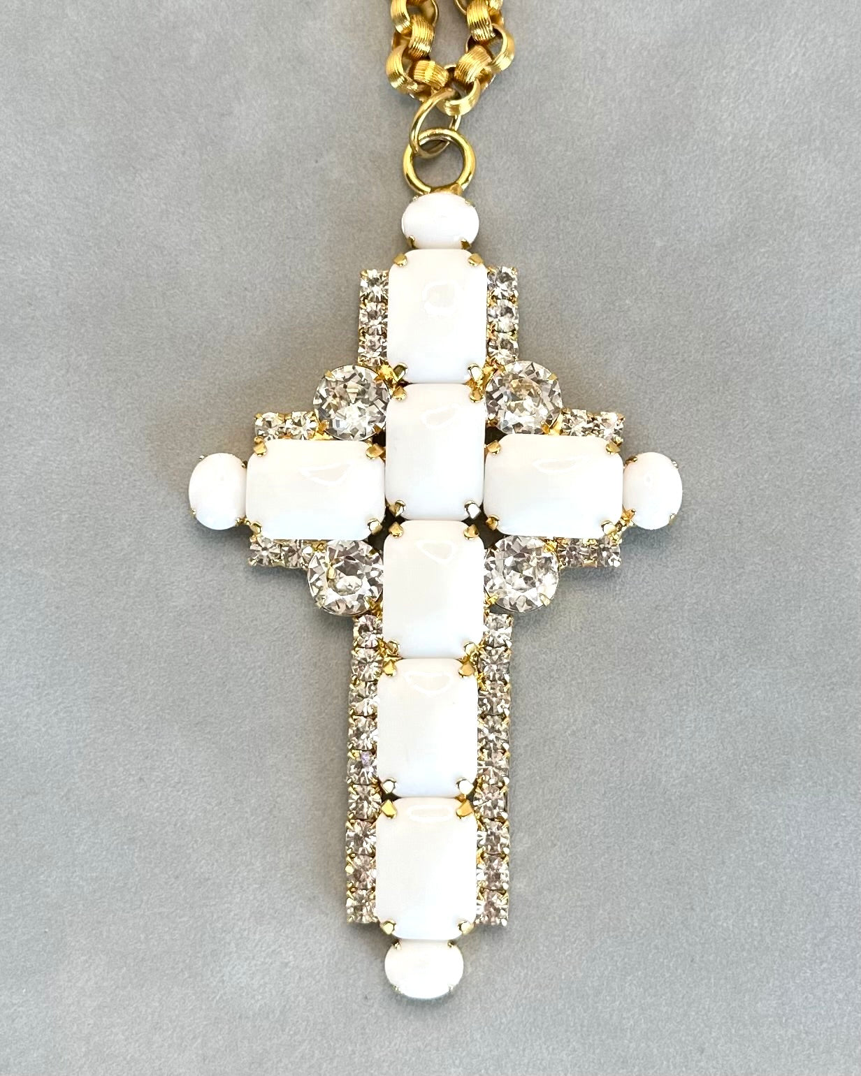 Chalk White Cross on Chain