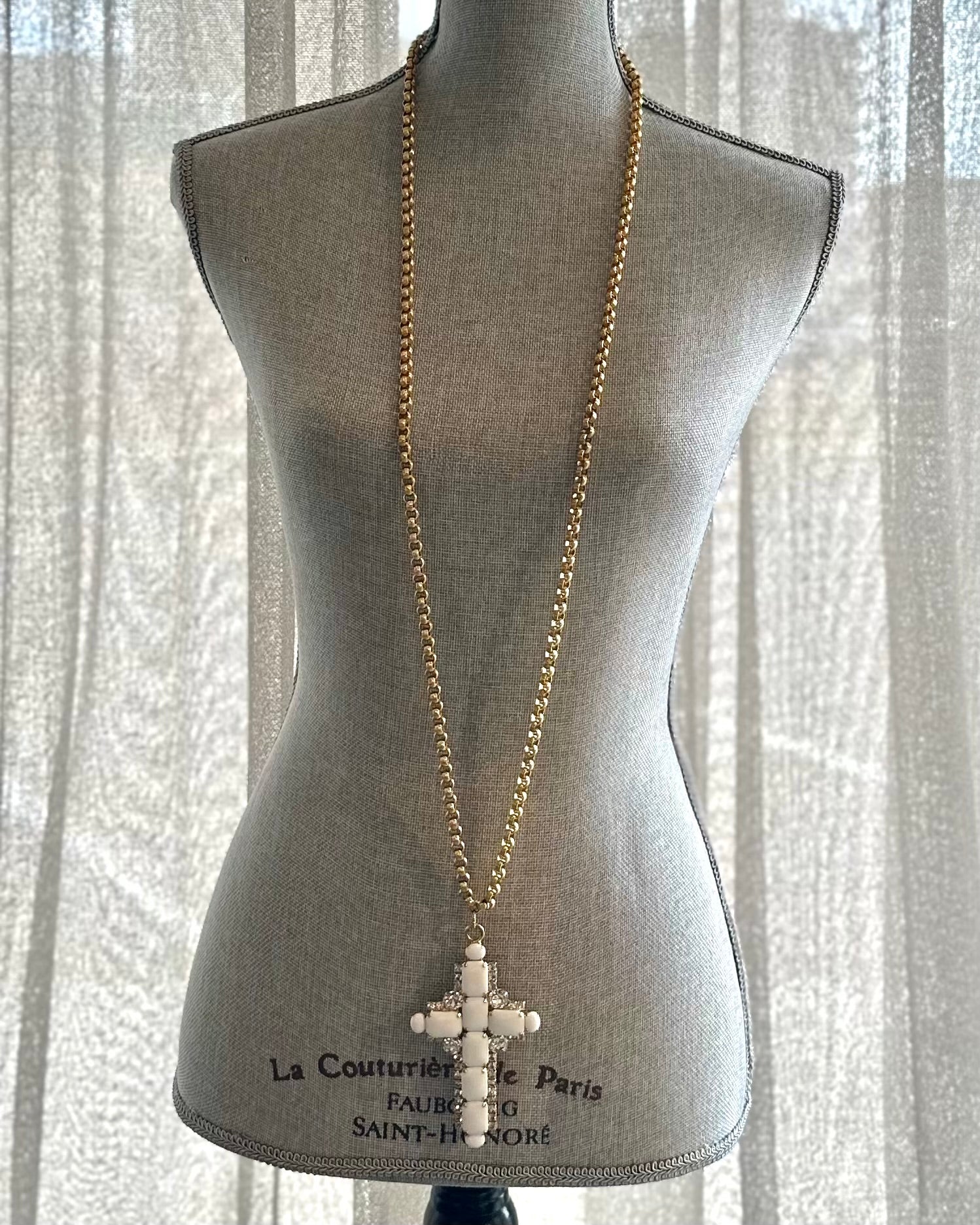 Chalk White Cross on Chain