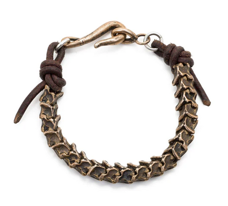 Bronze Rattlesnake Vertebrae Leather Bracelet