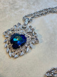 Sapphire and Crystal Heart Pendant on Chain