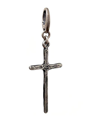Large Rustic Sterling Silver Modular Cross Pendant with Clasp
