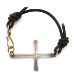 Leather Coptic Sterling Silver Cross Bracelet