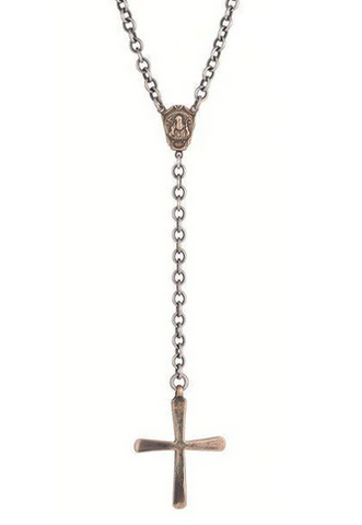 Saint Benedict Sterling Silver Rosary Cross Necklace