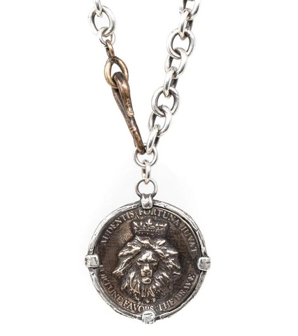 King Lion Statement Coin Pendant Necklace