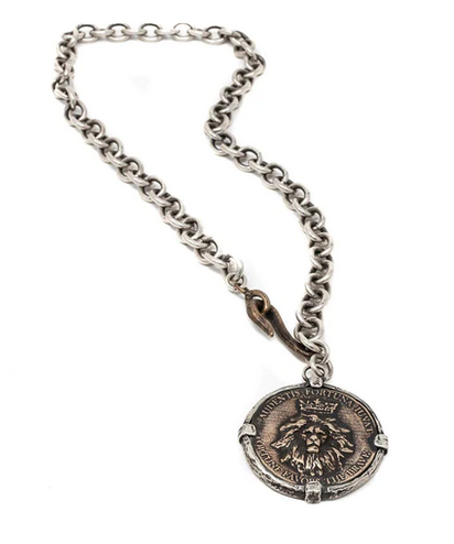 King Lion Statement Coin Pendant Necklace