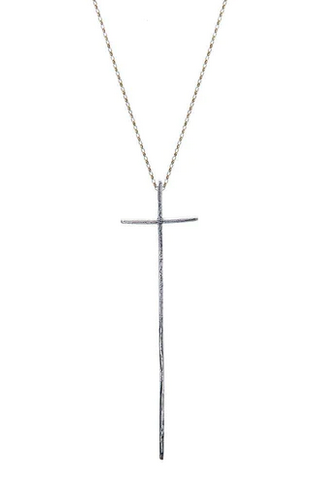 Sterling Sabre Cross Pendant Necklace