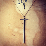 Sterling Sabre Cross Pendant Necklace