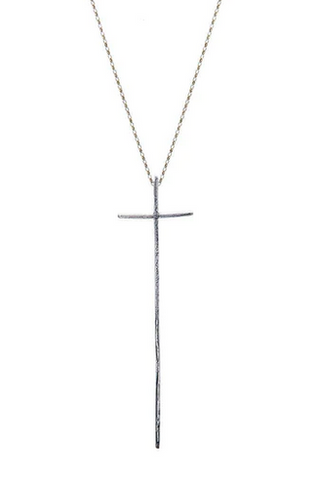 Sterling Sabre Cross Pendant Necklace