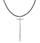 Sterling Silver Sabre Cross Leather Necklace