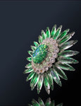 Multi Green Ruffle Pin Brooch